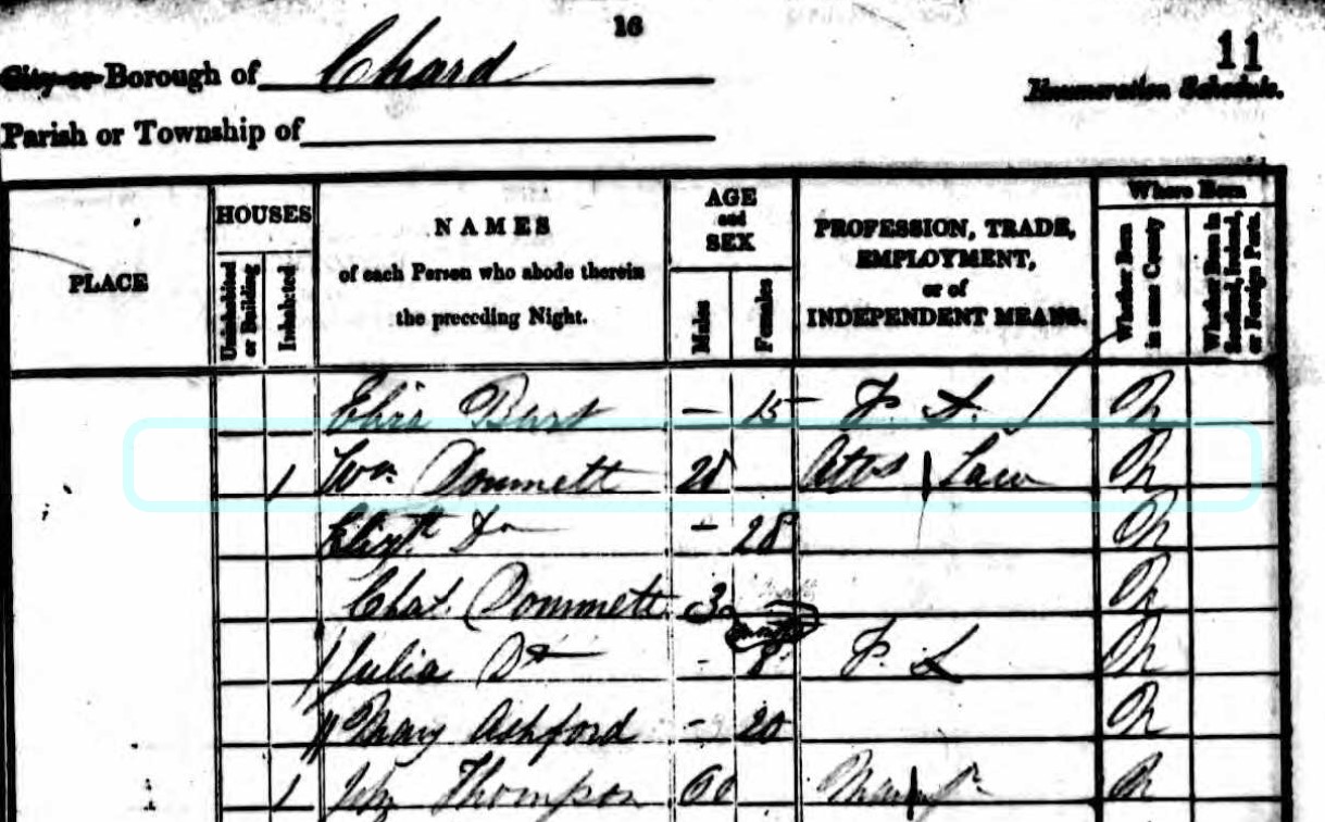 Census 1841 William Dommett Chard