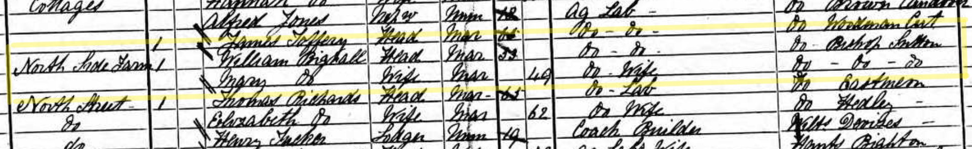 Census 1871 Bishops Sutton William Bignell B