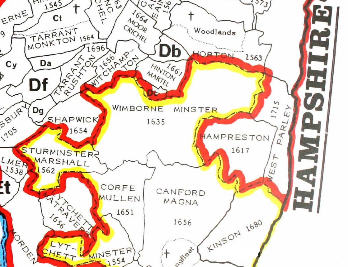 County Parish map Dorset Hampreston
