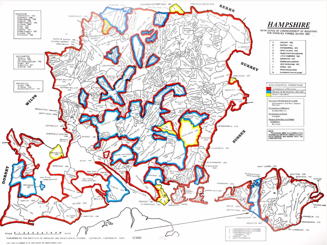 County Parish map Hampshire 50pc