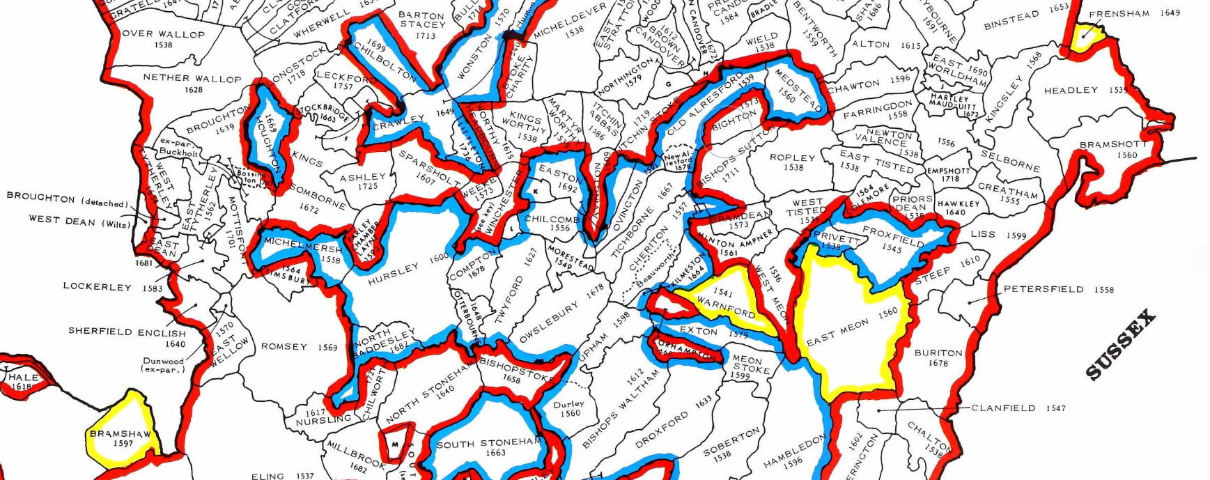 County Parish map Hampshire 2