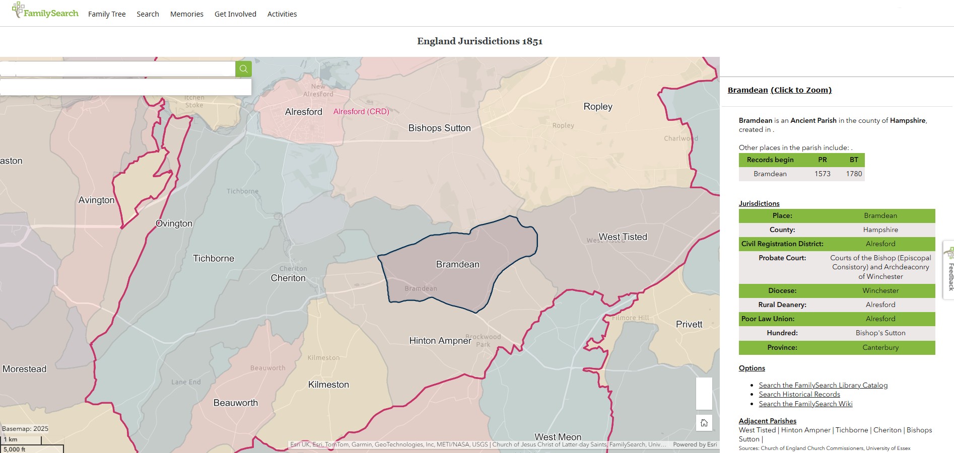 England Jurisdictions 1851 Bramdean 1