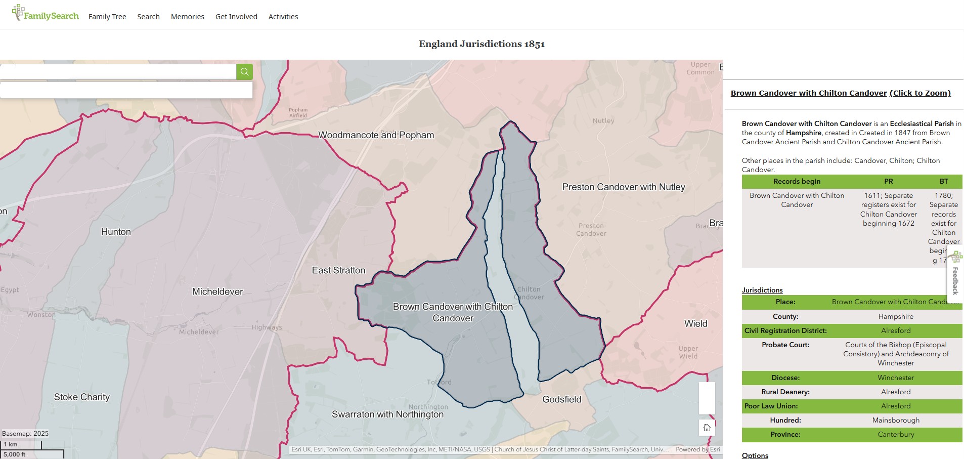 England Jurisdictions 1851 Brown Candover with Chilton Candover 1