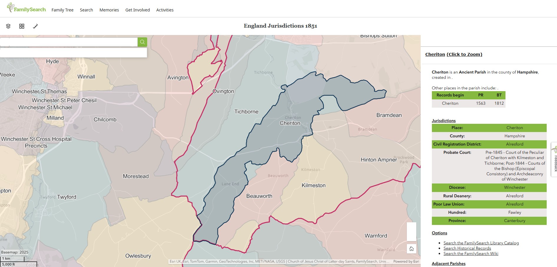 England Jurisdictions 1851 Cheriton 1