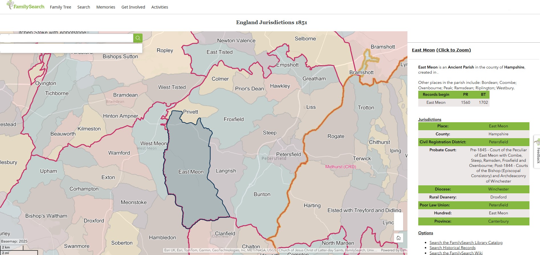 England Jurisdictions 1851 East Meon 1