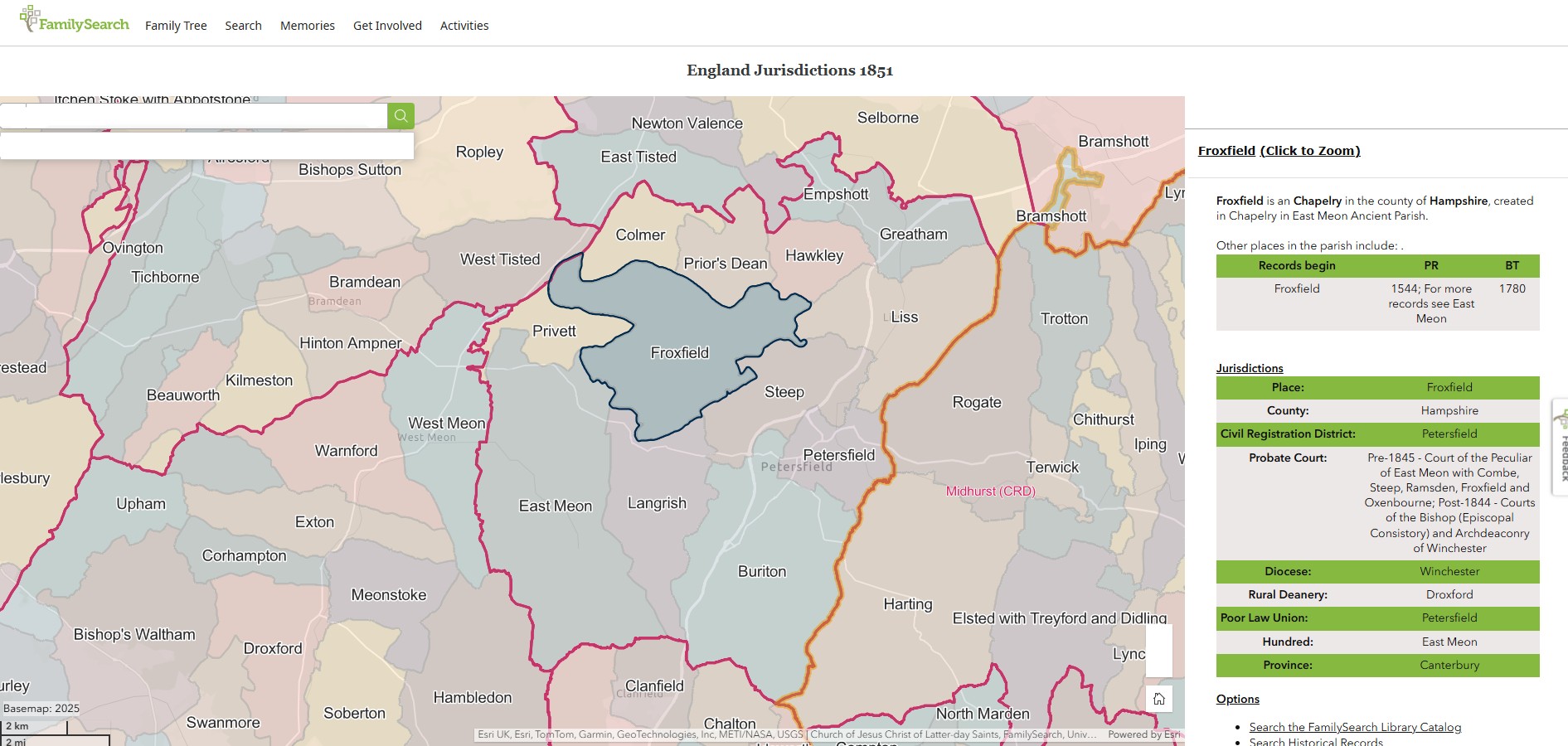 England Jurisdictions 1851 Froxfield 1