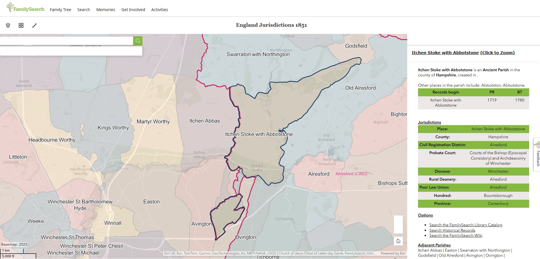 England Jurisdictions 1851 Itchen Stoke with Abbotstone 1