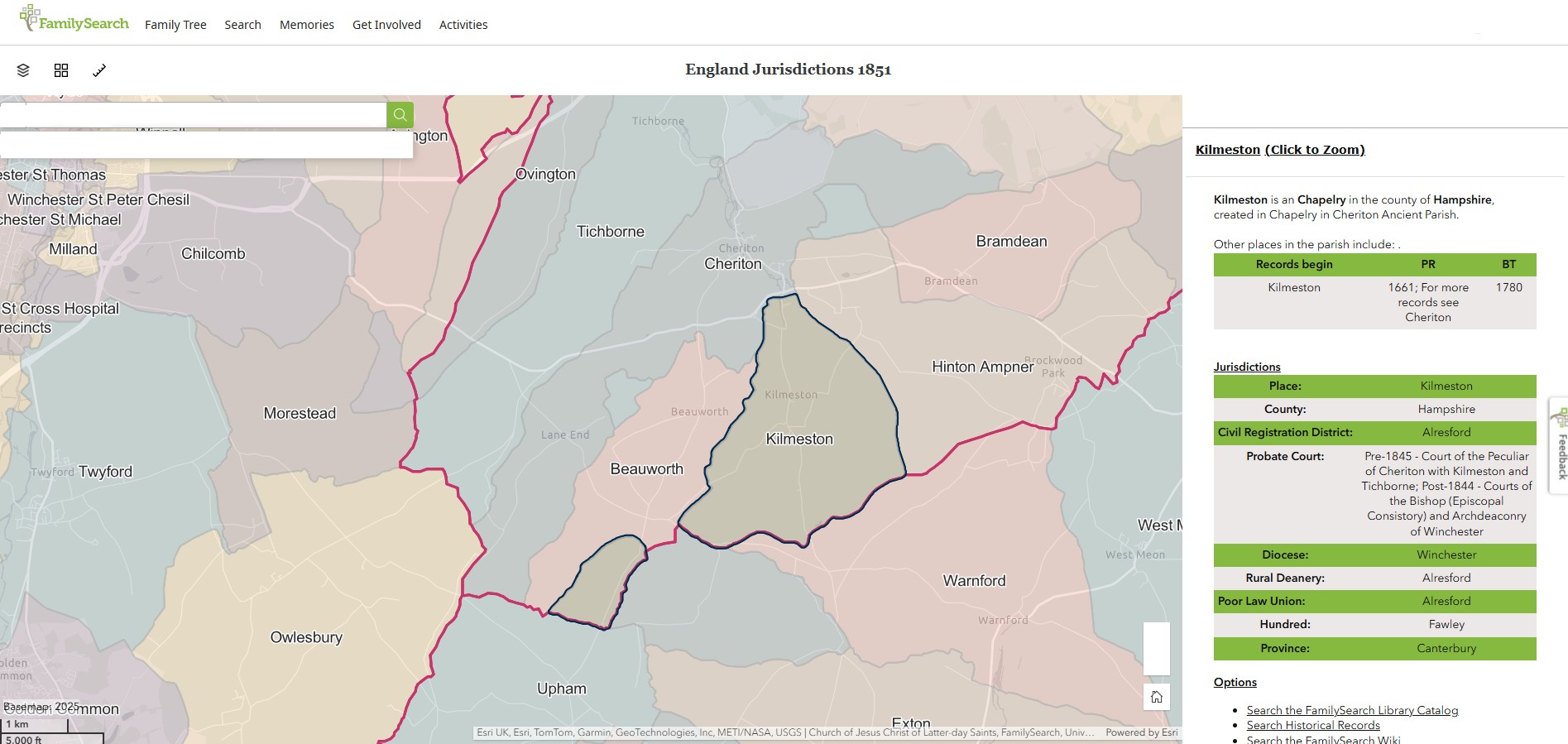 England Jurisdictions 1851 Kilmeston 1