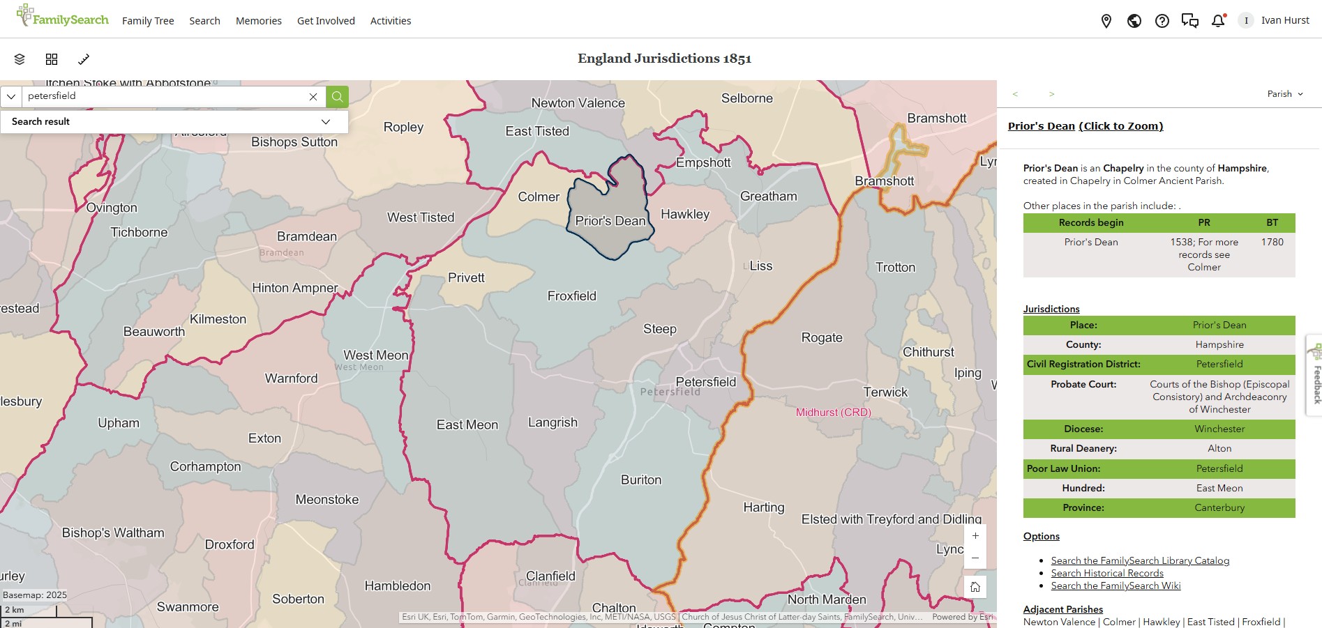 England Jurisdictions 1851 Priors Dean 1