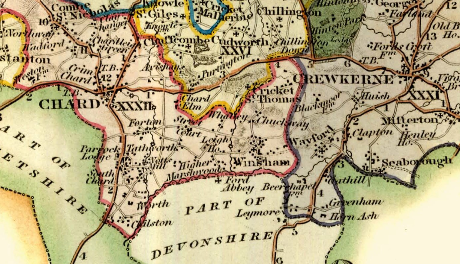 Greenwood Atlas CD Somerset South Chard Crewkerne Winsham