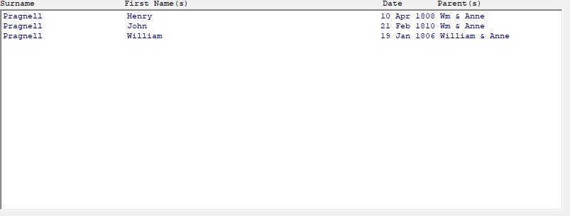 HGS baptisms list 1752 1812 Boughton Pragnell