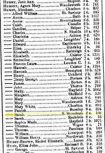 Index 1879 Q2 H Sarah Hurst 2c 106
