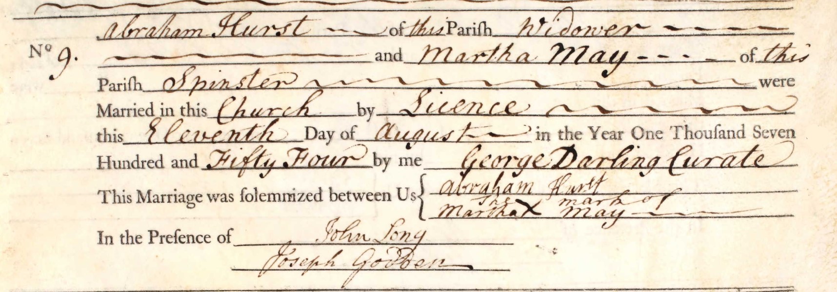 Marriage Abraham Hurst Martha May Andover