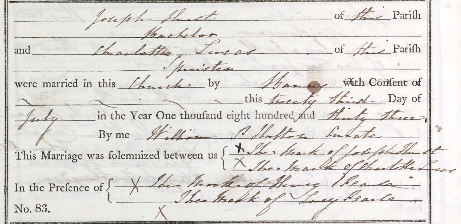 Marriage Joseph Hurst Charlotte Lucas Lockerley