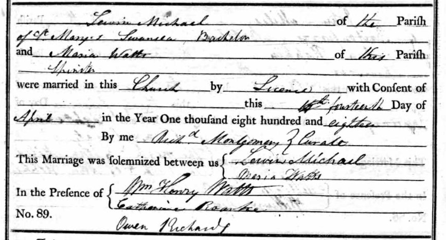 Marriage Lewin Michael and Maria Watts