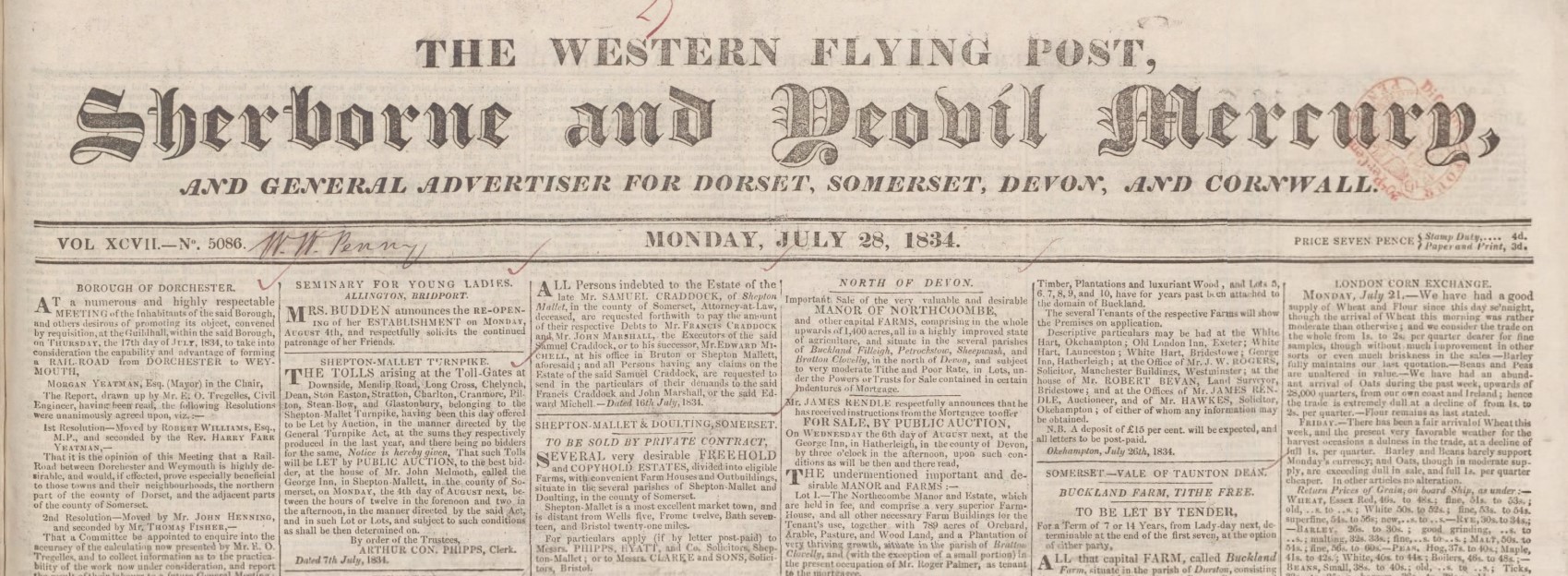 Marriage Samuel Aplin and Jane Adams Newspaper header