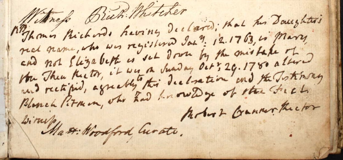 Nursling Register Book 1736 to 1797 Flyleaf 06 Note