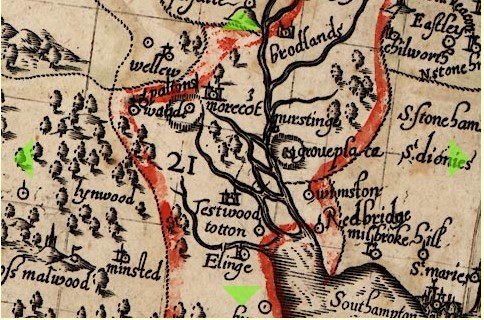 Nursling old Map Norden 1595