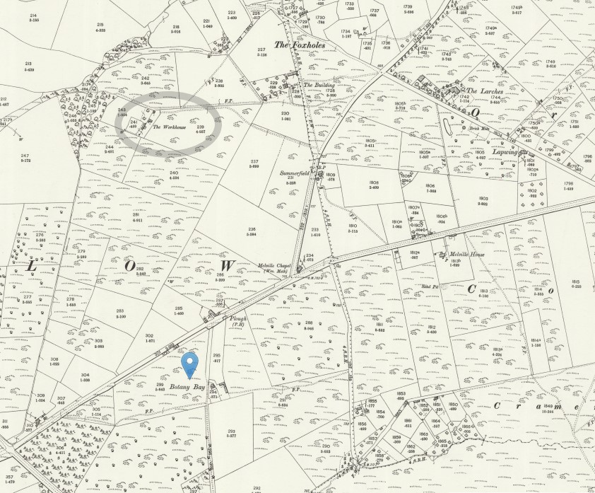 OS 25 Map Botany Bay and the workhouse Farlow