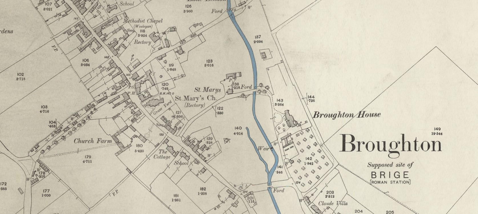 OS 25 Map Broughton Parish Church