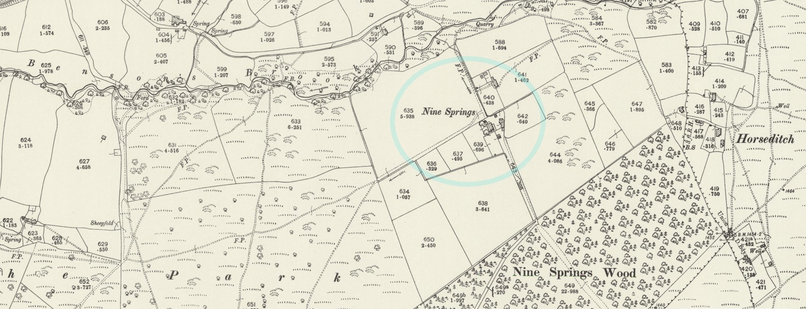OS 25 Map Nine Springs Farm Ludlow