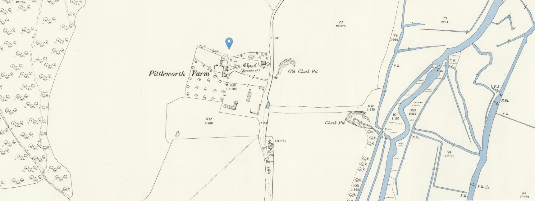 OS 25 Map Pittleworth Farm Bossington