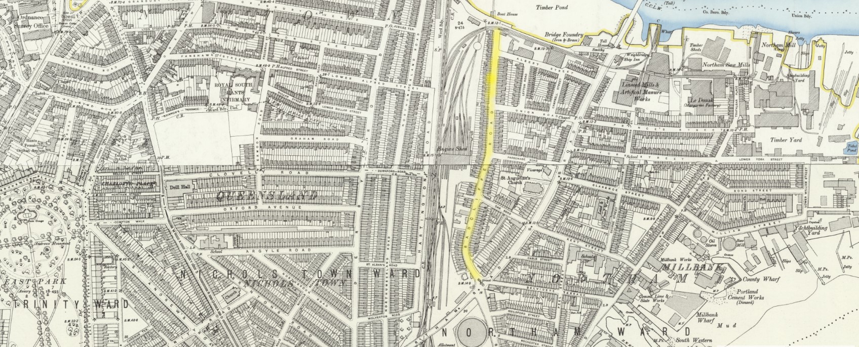 OS 25 Map Radcliffe Road St Marys