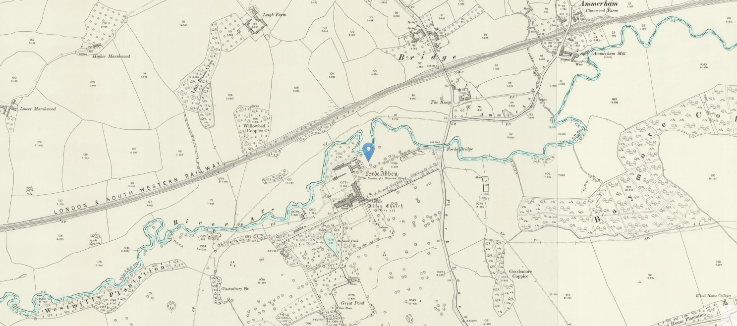 OS 25 Map Thorncombe Forde Abbey