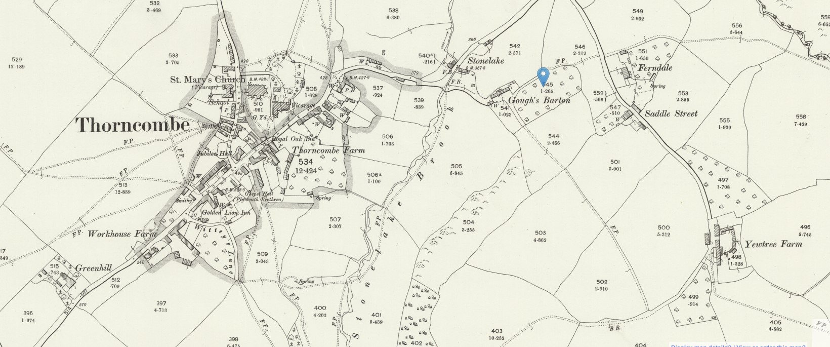 OS 25 Map Thorncombe village