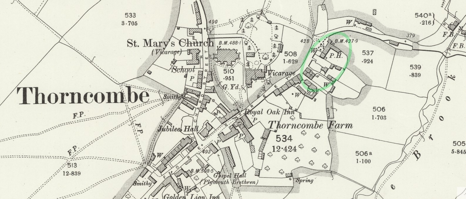 OS 25 Map Thorncombe village plot 1002 Mary