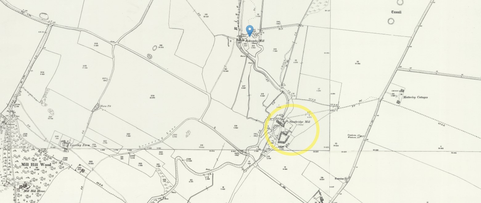 OS 25 Old Map Bidcombe and Stanbridge Mills Dorset