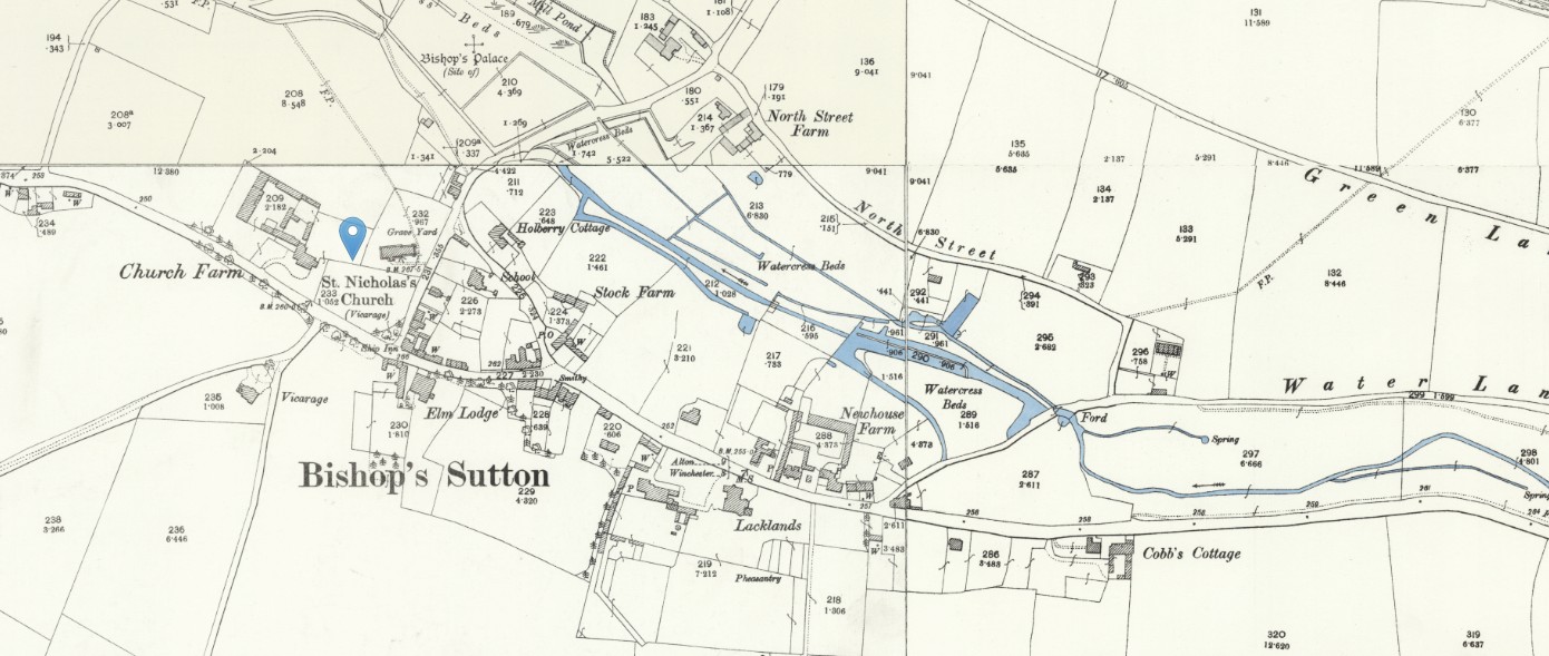 OS 25 Old Map Bishops Sutton Church