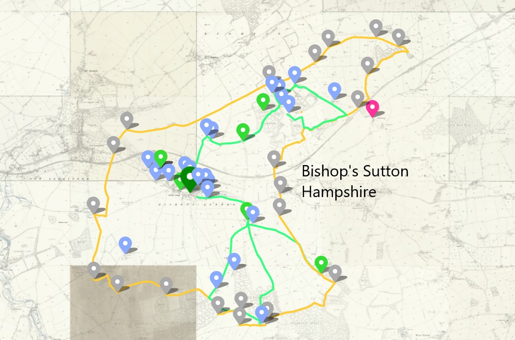 OS 25 Old Map Bishops Sutton Parish Boundary Hampshire
