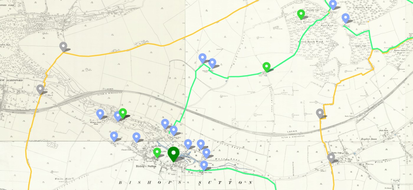 OS 25 Old Map Bishops Sutton Parish Boundary Hampshire A