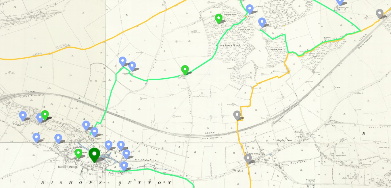 OS 25 Old Map Bishops Sutton Parish Boundary Hampshire E