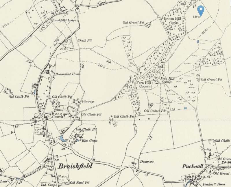 OS 25 Old Map Broom Hill Braishfield Hampshire