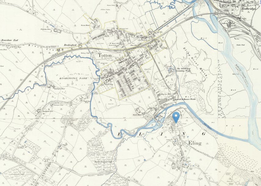OS 25 Old Map Eling and Totton