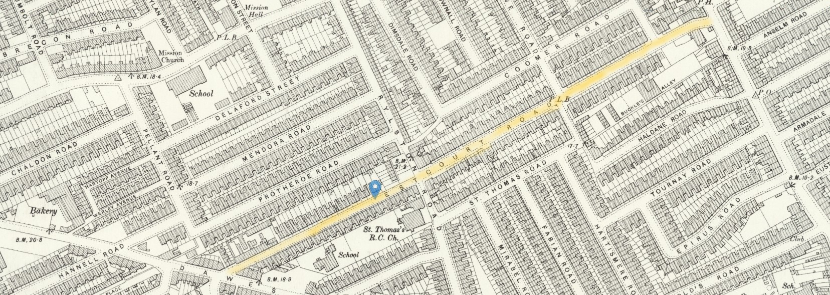 OS 25 Old Map Fulham Estcourt Road