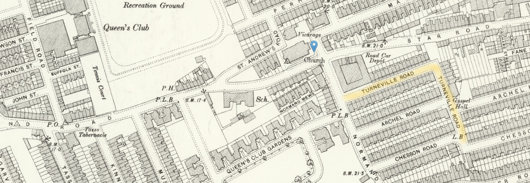 OS 25 Old Map Fulham St Andrews Church