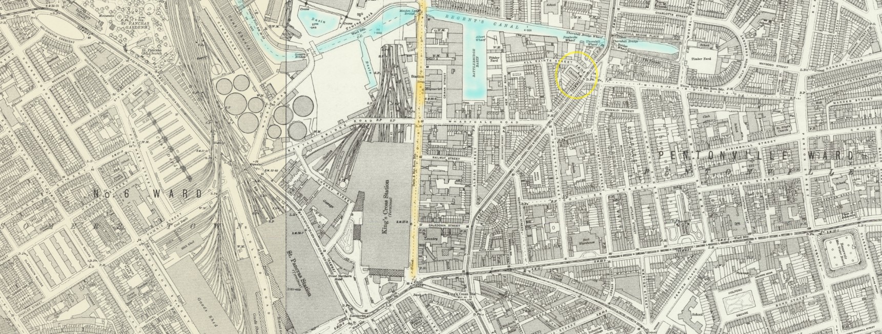 OS 25 Old Map Kings Cross York Road