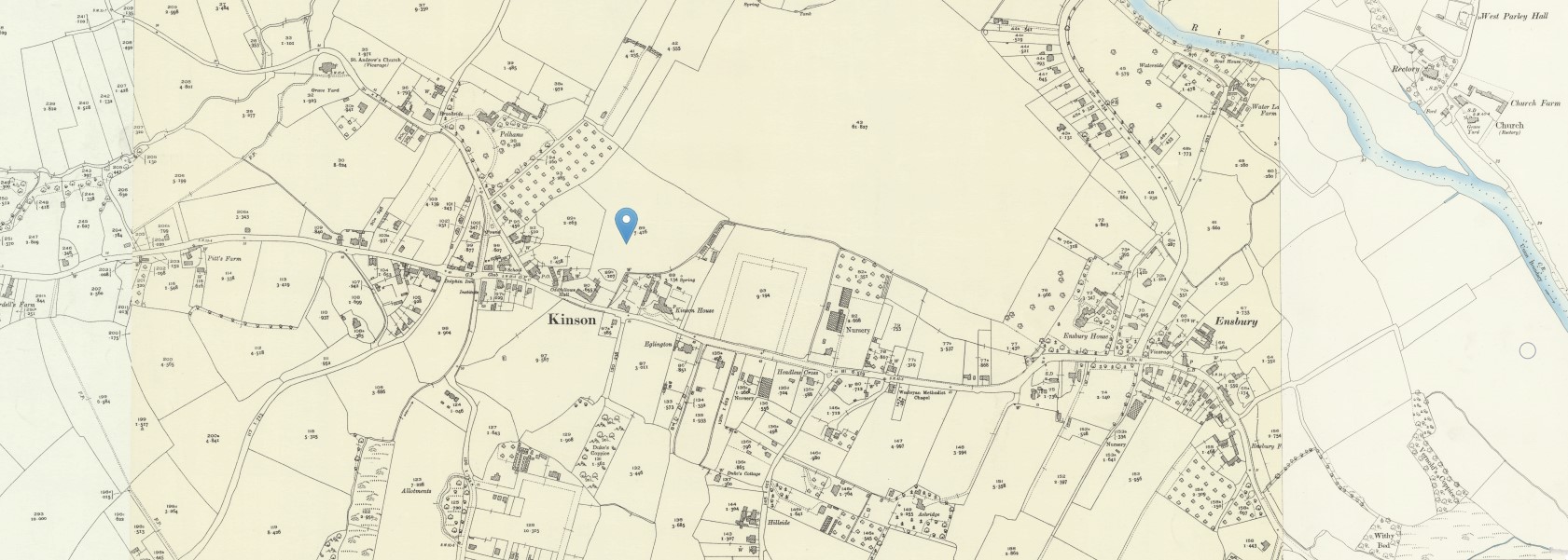 OS 25 Old Map Kinson Dorset