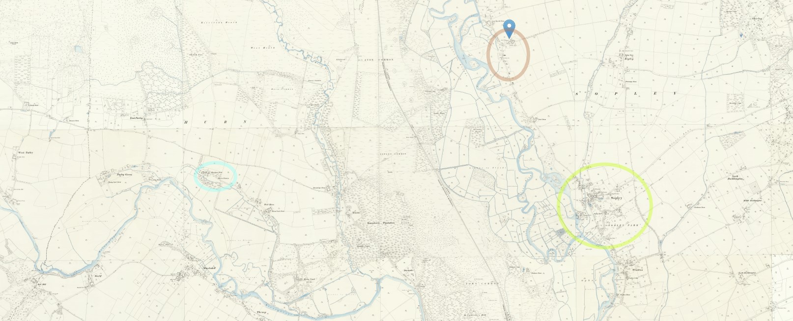 OS 25 Old Map Merritown Avon and Sopley Hampshire