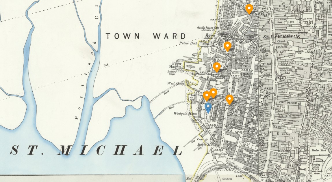 OS 25 Old Map St Michael Southampton Penny 1861