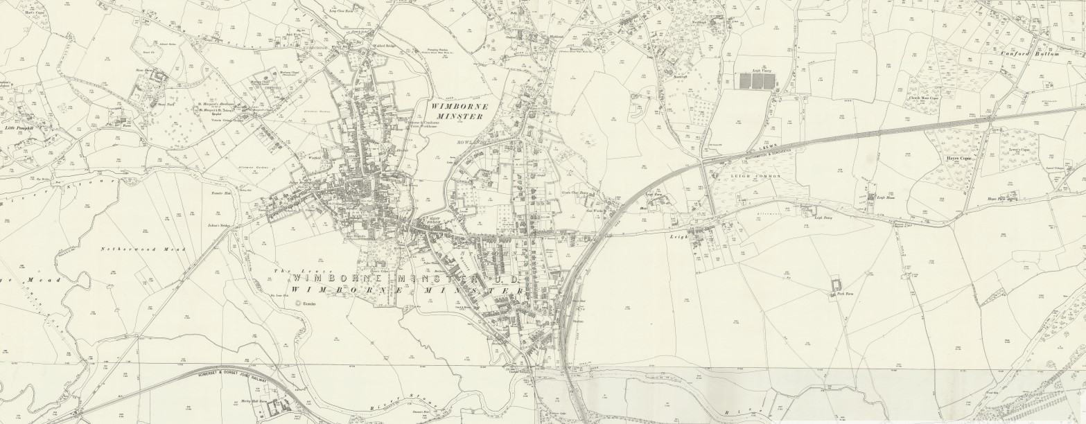 OS 25 Old Map Wimborne Minster Dorset