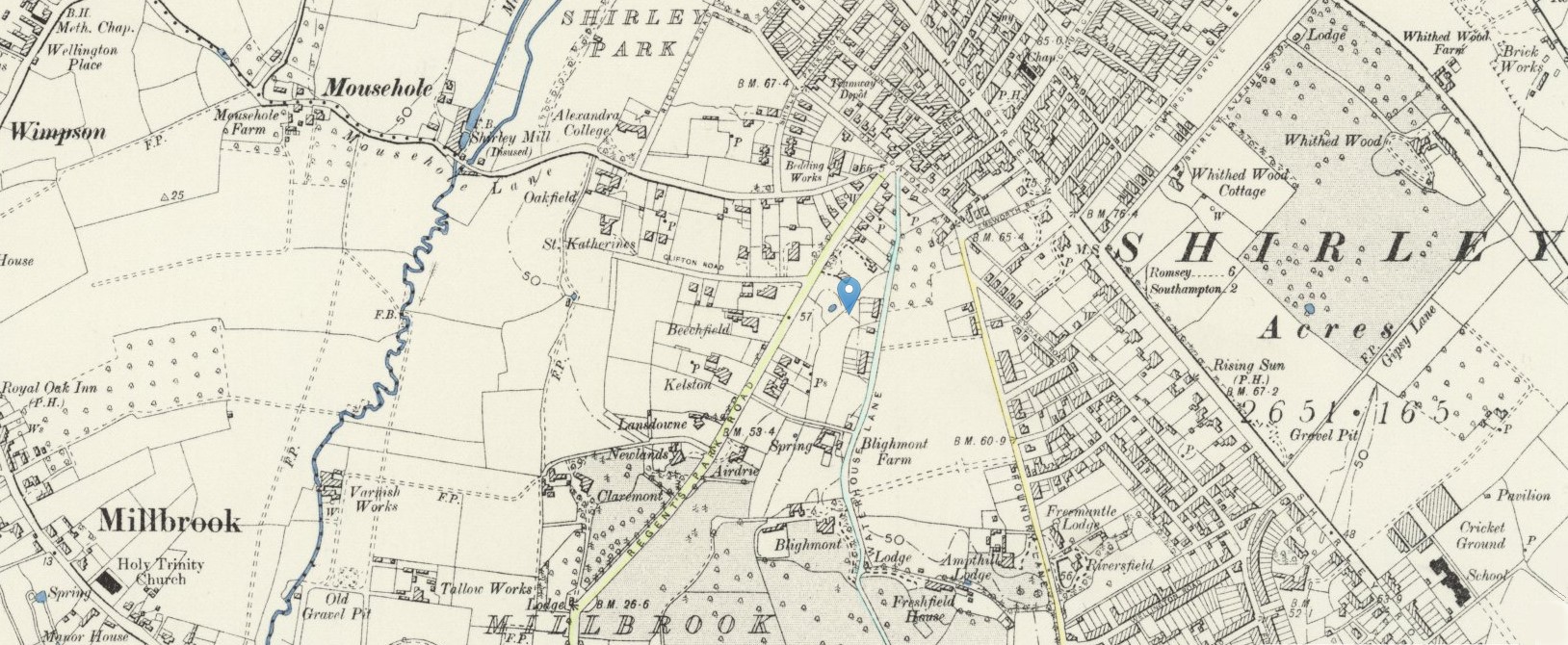 OS 6 Map Shirley Waterhouse Lane