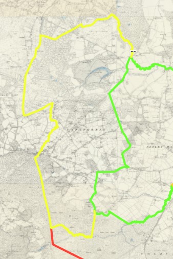 OS 6 Old Map AE Copythorne parish boundaries