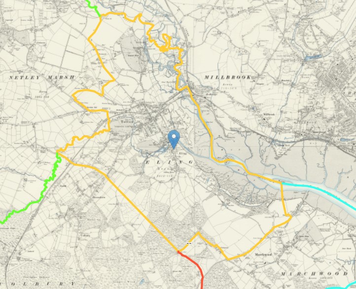 OS 6 Old Map AE Eling parish boundaries