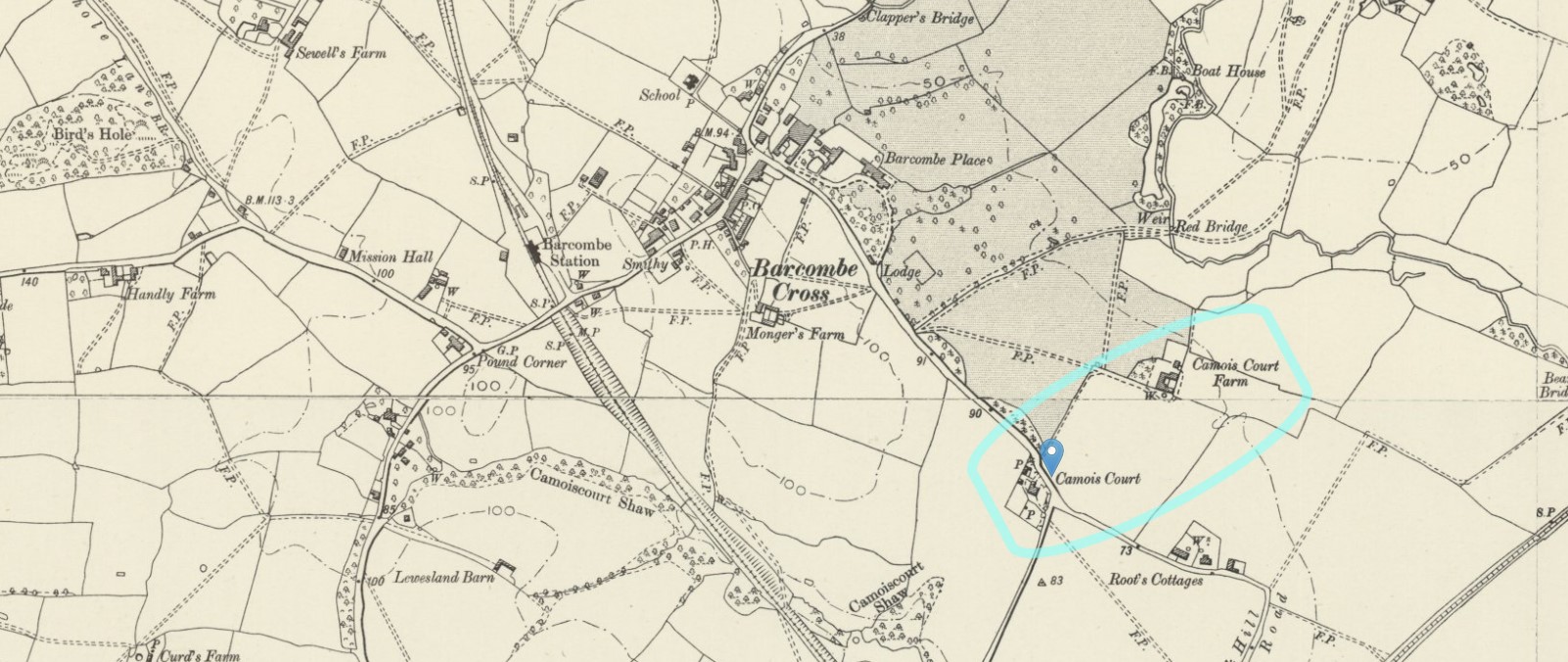 OS 6 Old Map Camois Court Barcombe
