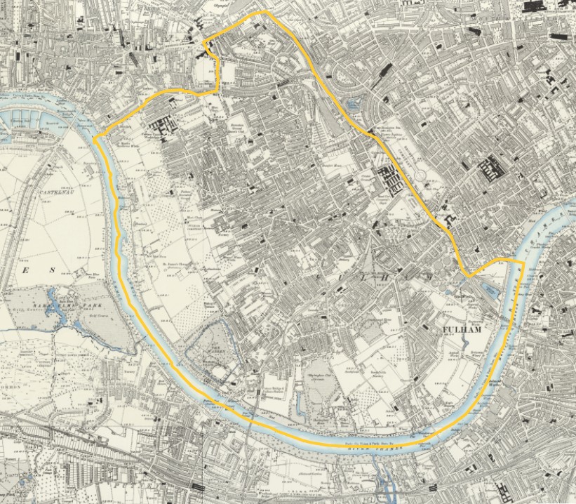 OS 6 Old Map for GENUKI Parishes of Fulham