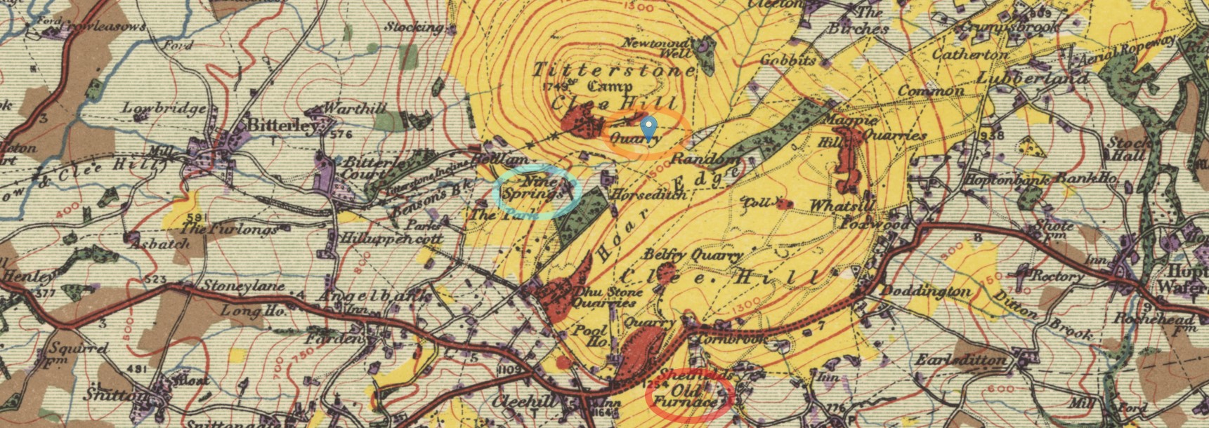 OS Land Utilisation Survey 1931 1938 Clee Hill